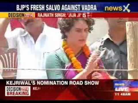 Priyanka Gandhi addressing a rally in Rae Bareli