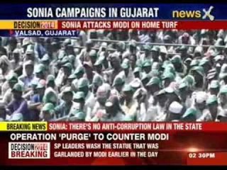 Sonia Gandhi addresses rally in Valsad, Gujarat
