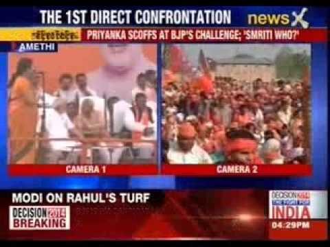 Amethi: Smriti Irani addresses supporters before Narendra Modi
