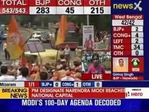 PM designated Narendra Modi reaches Delhi