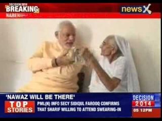Narendra Modi meets mother before leaving for Delhi