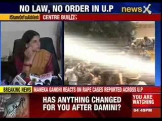 Women and Child Development Minister Maneka Gandhi addresses the media