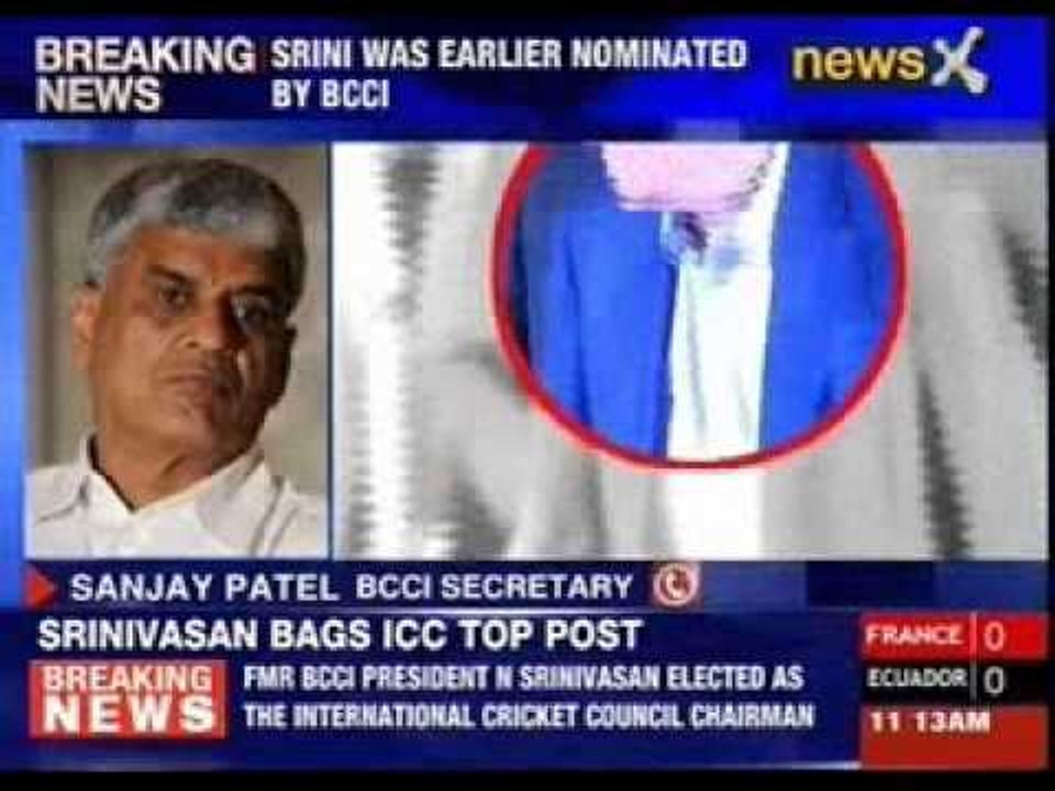 N Srinivasan confirmed as chairman of ICC