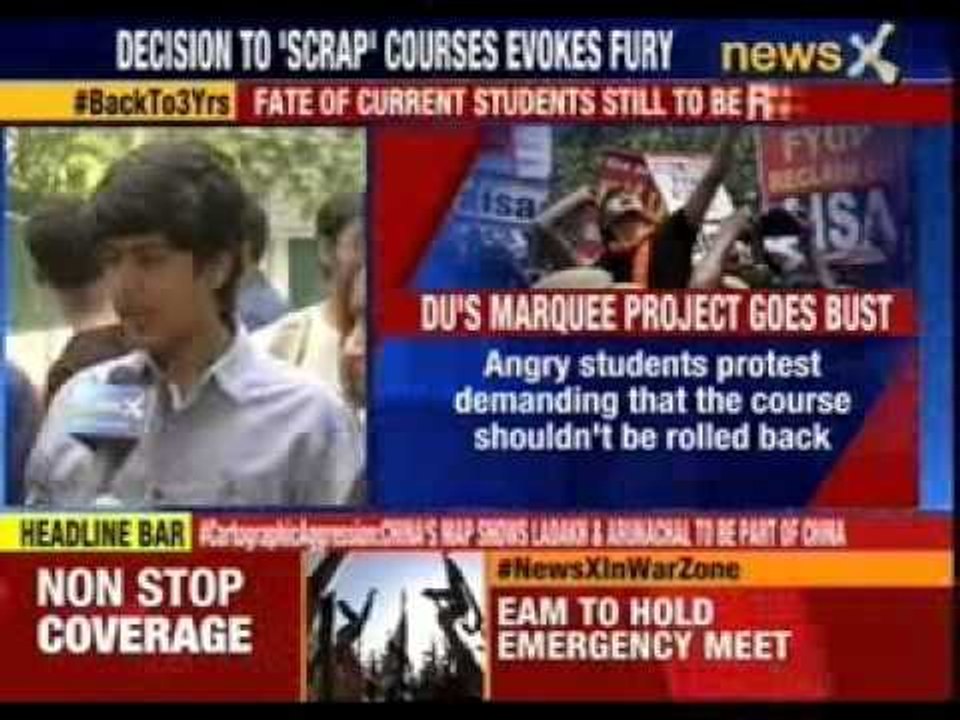 Students outside Smriti Irani's place