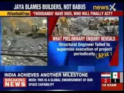Chennai building collapse, Jayalalithaa blames builder