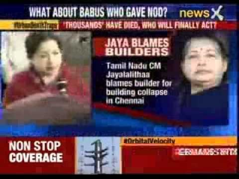 Jayalalithaa blames builder for building collapse in Chennai