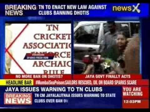 Tamil Nadu government issues warning to clubs on ban on Dhotis