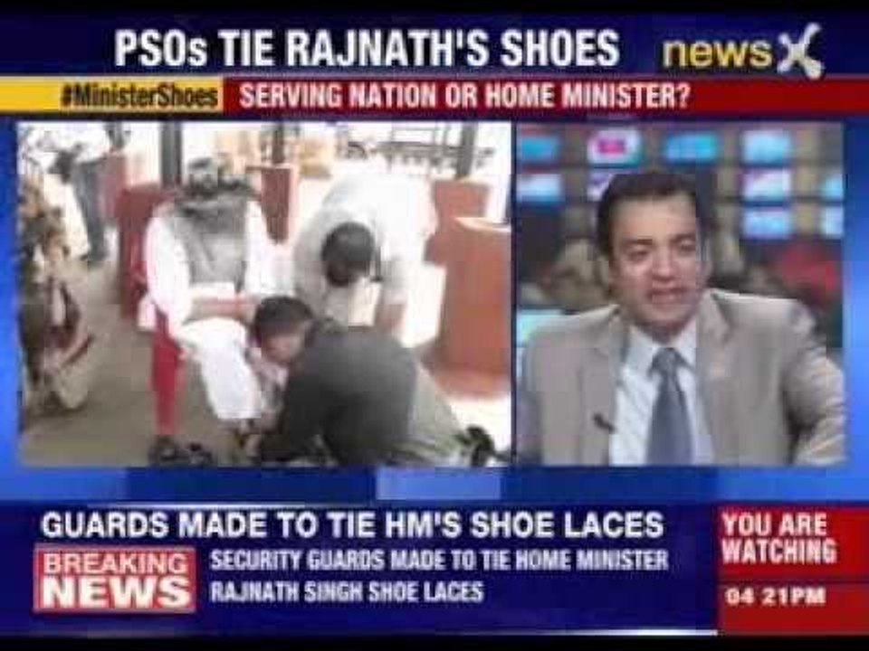Rajnath Singh caught in controversy, makes jawan tie his shoe laces