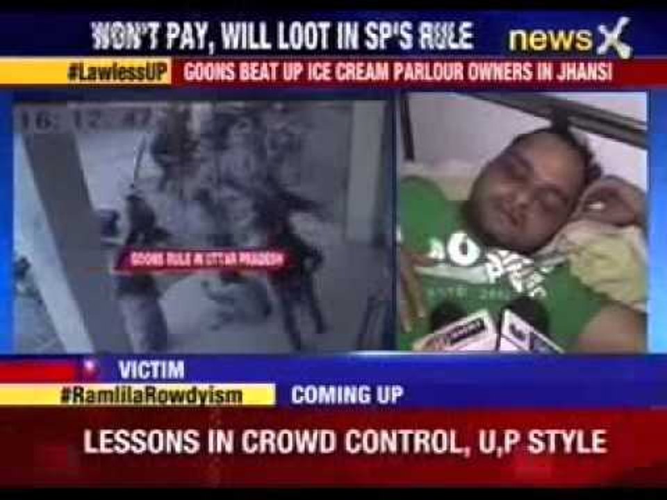 Goons beat up ice-cream parlour owner in Jhansi in Uttar Pradesh
