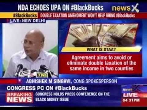 Congress Spokesperson Abhishek M Singhvi Live from New Delhi on black money