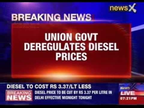 Diesel prices cut bt rupees 3.37 per litre