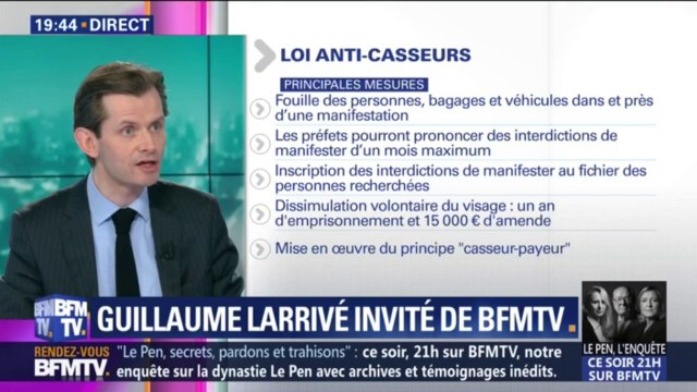 Guillaume Larrivé (LR) sur les casseurs: Il faut que Christophe Castaner arrête son stage, qu'il devienne vraiment ministre de l'Intérieur