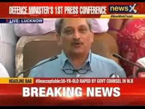 Defence Minister Manohar Parrikar addresses media