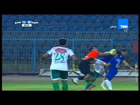خالد قمر يحرز الهدف الاول والتعادل لنادى سموحة... سموحة VS المصرى 1 / 1