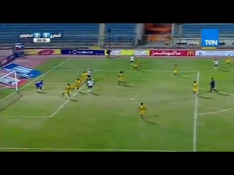 أحمد رؤوف يحرز الهدف الثالث للنادي المصري فى مرمي المقاولون المصري vs المقاولون