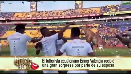 La esposa de Enner Valencia le dio gran sorpresa en pleno partido