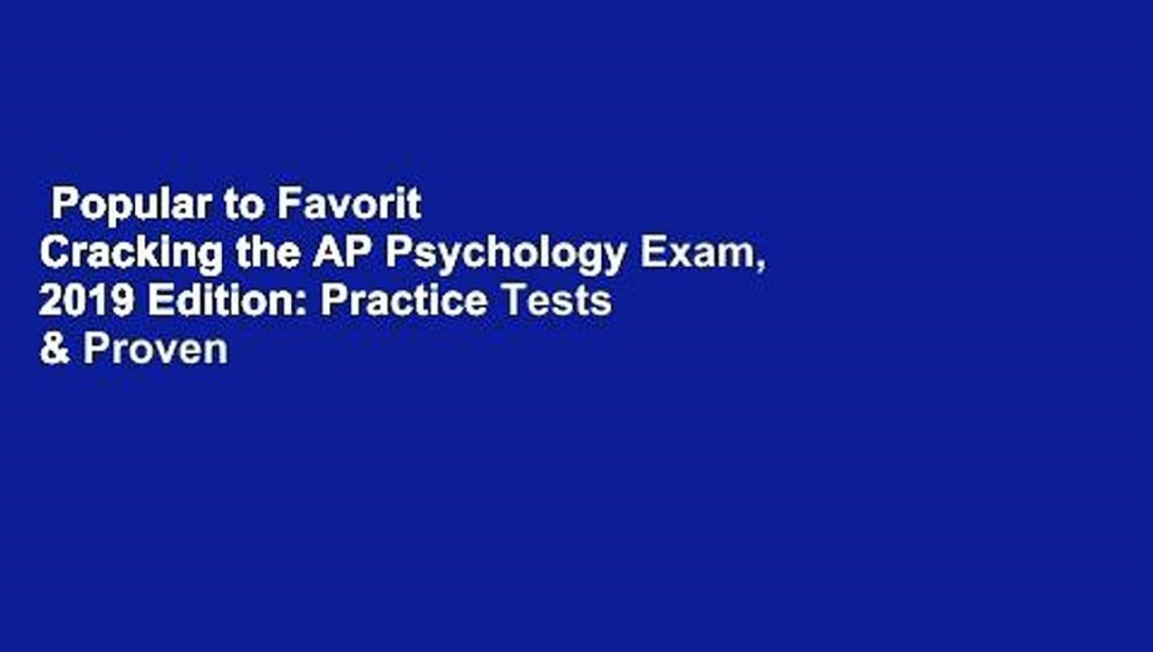 Popular to Favorit  Cracking the AP Psychology Exam, 2019 Edition: Practice Tests & Proven