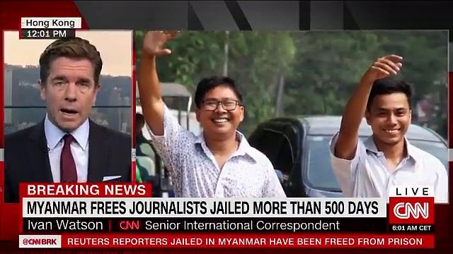 Birmanie: Deux journalistes de Reuters, condamnés à sept ans de prison pour avoir enquêté sur un massacre de musulmans rohingyas, ont été libérés - VIDEO