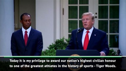 Tiger Woods receives the Presidential Medal of Freedom