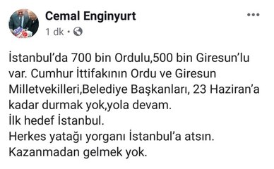 MHP'li Enginyurt'tan Ordu ve Giresunlulara Çağrı