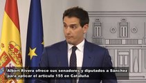 Albert Rivera ofrece sus senadores y diputados a Sánchez para aplicar el artículo 155 en Cataluña