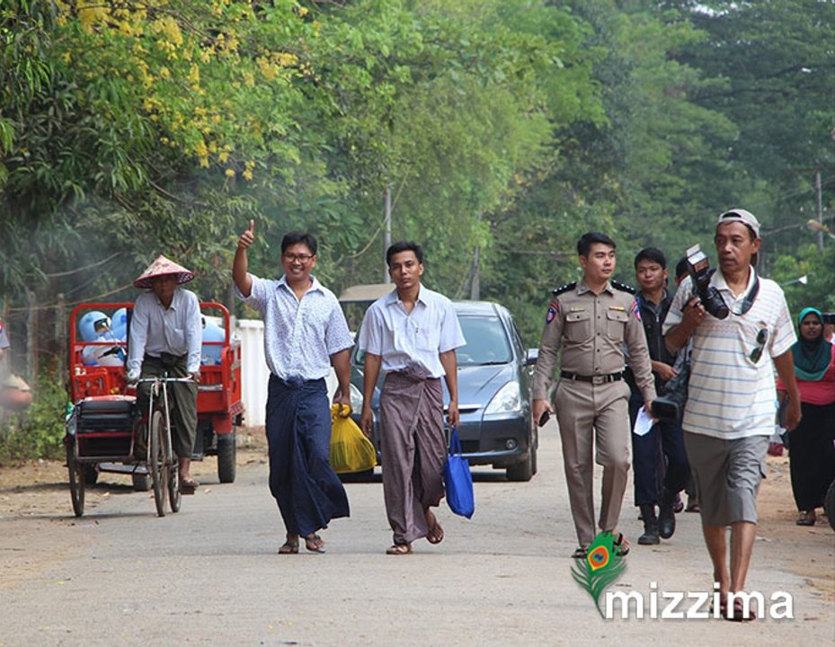 ႐ိုက္တာသတင္းေထာက္ ၂ ဦး လြတ္ၿငိမ္းျဖင့္ လြတ္ေျမာက္လာ