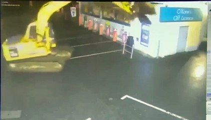 Footage shows thieves using digger to scoop ATM