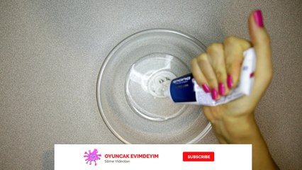 Diş Macunu ile parlak yumuşak mavi slime yapımı - DIY - ASMR - 023