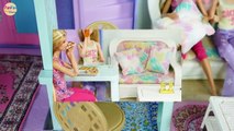Barbie Rapunzel doll House Morning Routine Elsa Hair Salon Rumah boneka Barbie Boneca Barbie Casa | Karla D.