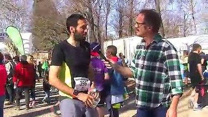 La réaction du vainqueur Yann Durand sur la ligne d'arrivée.