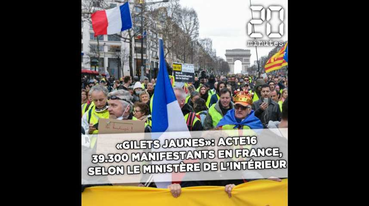 «Gilets jaunes»: 39.300 personnes dans les rues pour l'acte 16