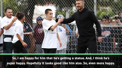 Zlatan hopes Beckham likes his statue, and it looks like him!