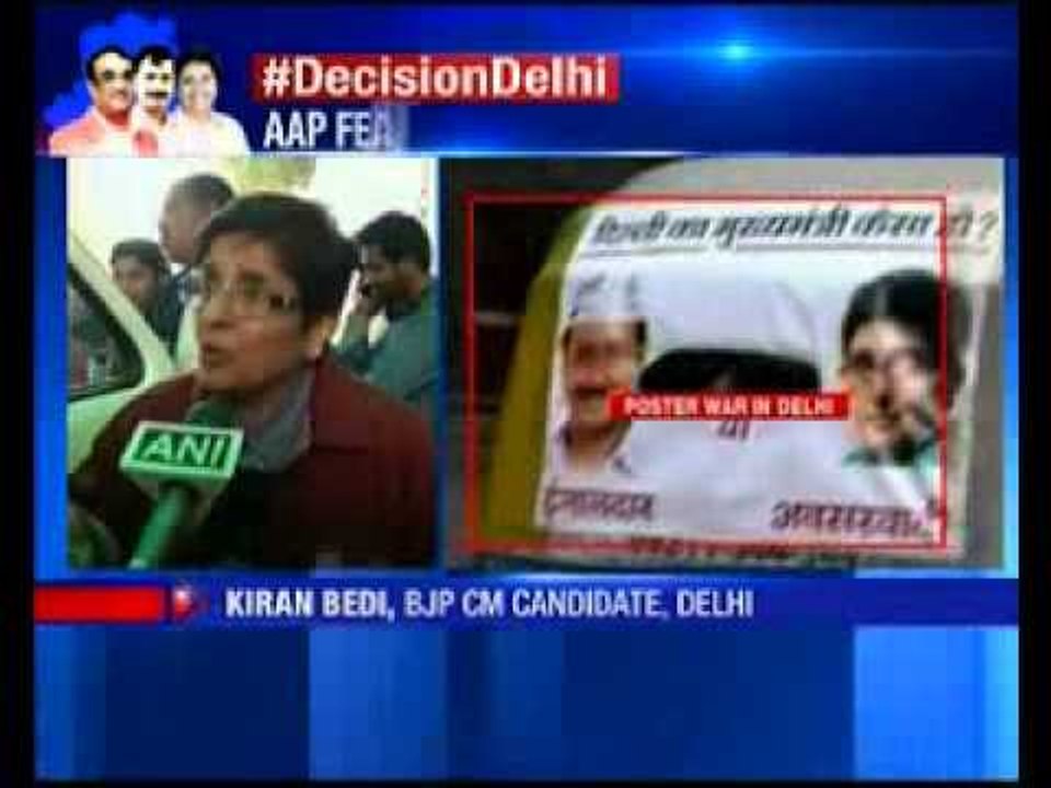 Poster War - AAP features Kiran Bedi as opportunist