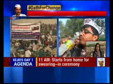 Massive crowd at Ramlila Maidan to attend Arvind Kejriwal's oath taking ceremony