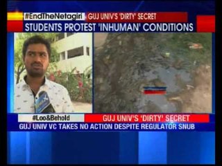 Gujarat University students protest against Unhygienic toilets