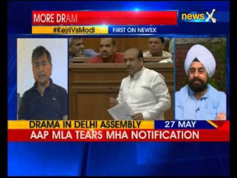 AAP MLA tears MHA notification copy in assembly