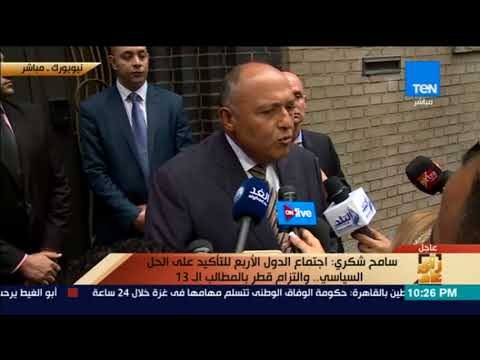 رأى عام - مؤتمر صحفي للوزير سامح شكري عقب إنتهاء اجتماع وزراء خارجية الدول الأربع لمكافحة الإرهاب