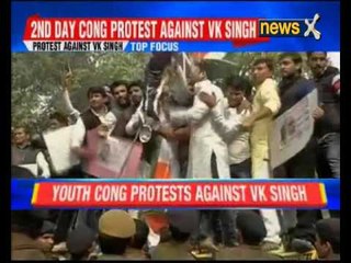Youth Congress protests against V K Singh