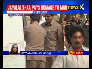 Jayalalithaa Pays Floral Tributes to Party Founder MGR