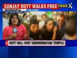 Sanjay Dutt walks free; Kisses ground, Salutes Prison
