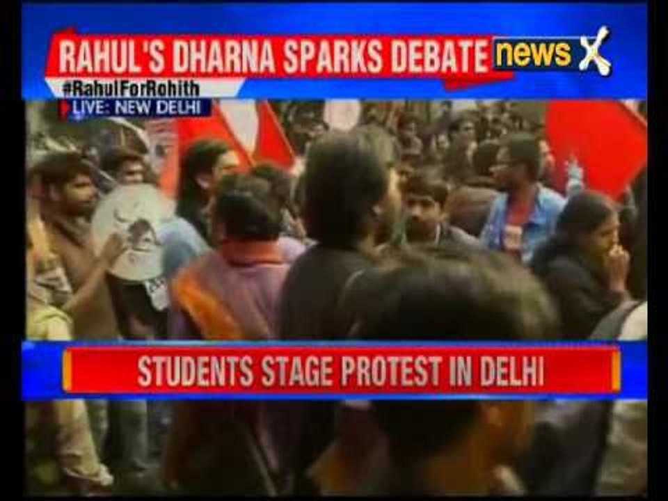 Rahul Gandhi on hunger strike in Hyderabad; Delhi students protest in front of RSS office