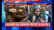 ABVP workers protest outside JNU Campus