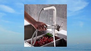 Jiuzhuo Contemporary Single Handle Square PullOut Brass Kitchen Sink Faucet Swivel Spout
