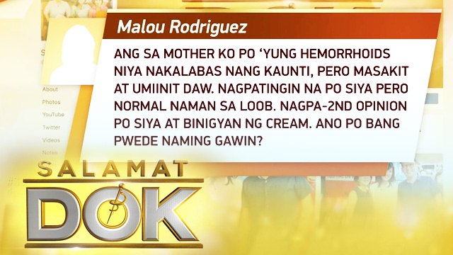 Salamat Dok: Dr. Fuentes answers the queries of the viewers about hemorrhoids or 'almuranas'