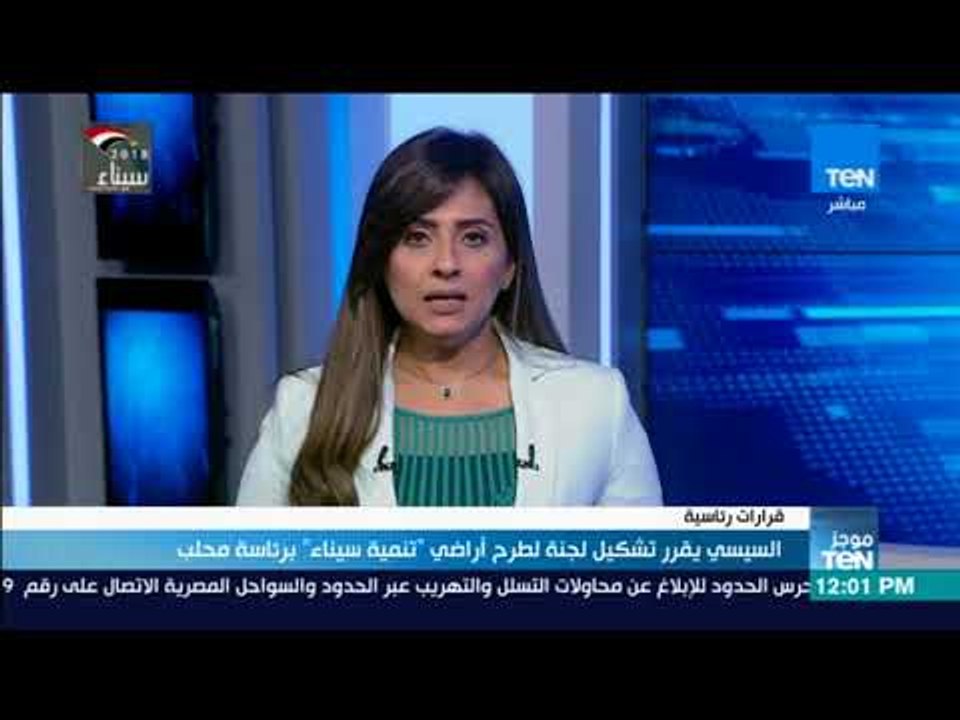 موجز TeN -  الرئيس السيسي : يقرر تشكيل لجنة لطرح اراضي  تنمية سيناء برئاسة محلب