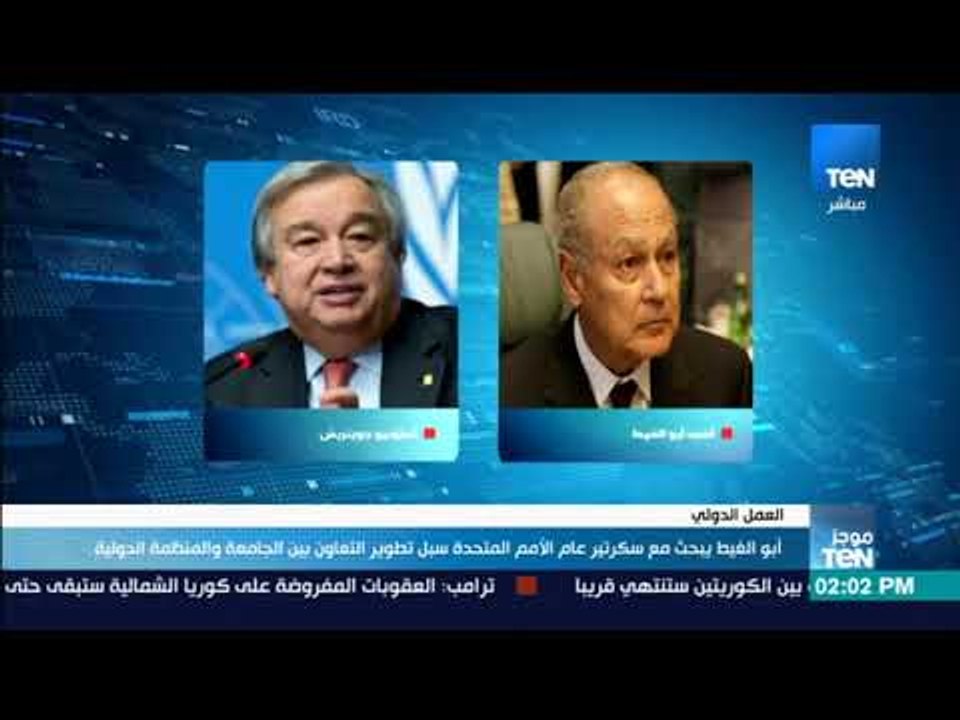 موجز TeN - أبو الغيط يبحث مع سكرتير عام الأمم المتحدة سبل  التعاون بين الجامعة و المنظمة الدولية