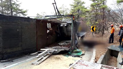 말 5마리 싣고 달리던 화물차 전도...1명 부상 / YTN
