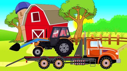 Tractor on a Trailer - Departure for Coal | agricultural machinery for Kids (ABC Tales) Traktory