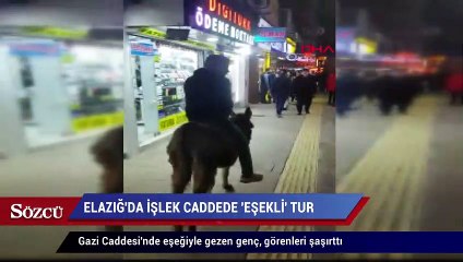 Elazığ'da işlek caddede 'eşekli' tur