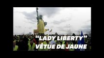 La statue de la liberté (de Colmar) a revêtu un gilet jaune